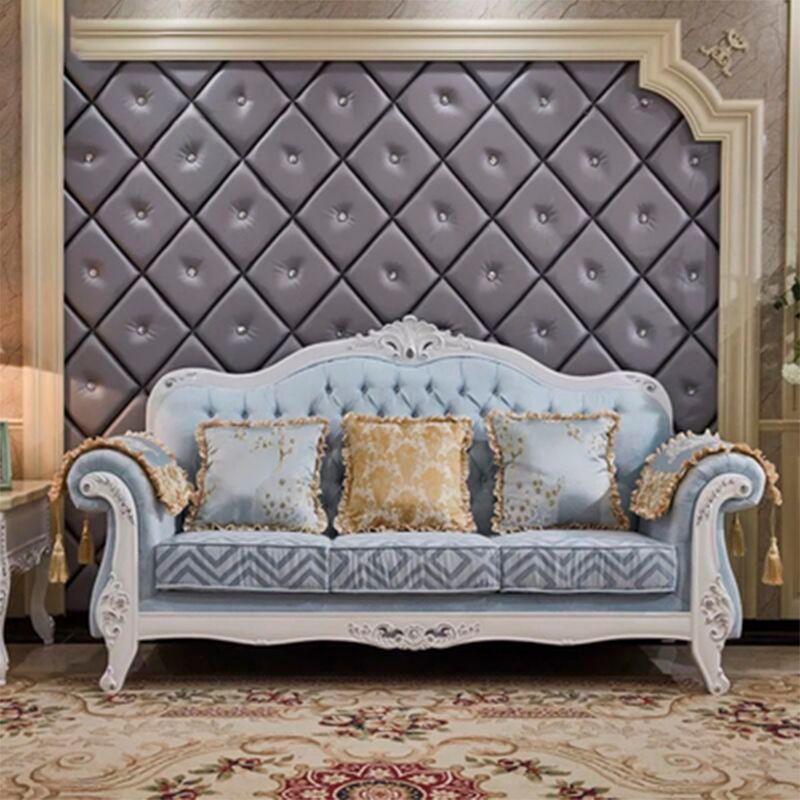 Traditional Standard Flared Arm Settee Couch for Three People