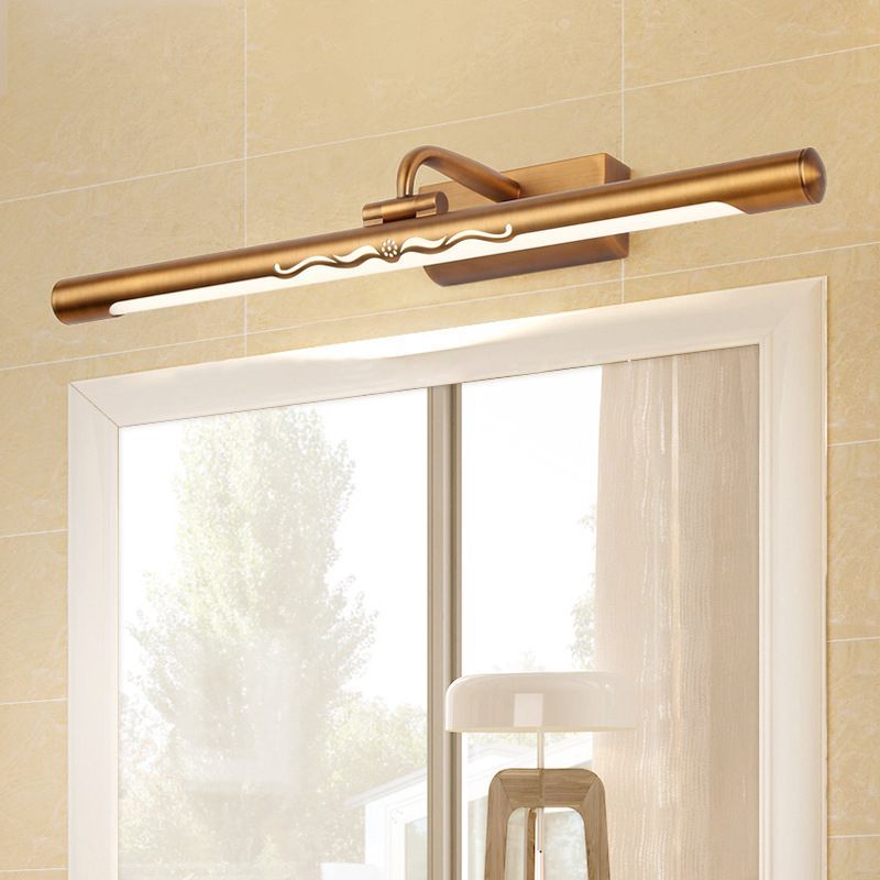 Waterproof Linear LED Wall Light Metal Antique Brass Vanity Neutral Light for Dressing Room