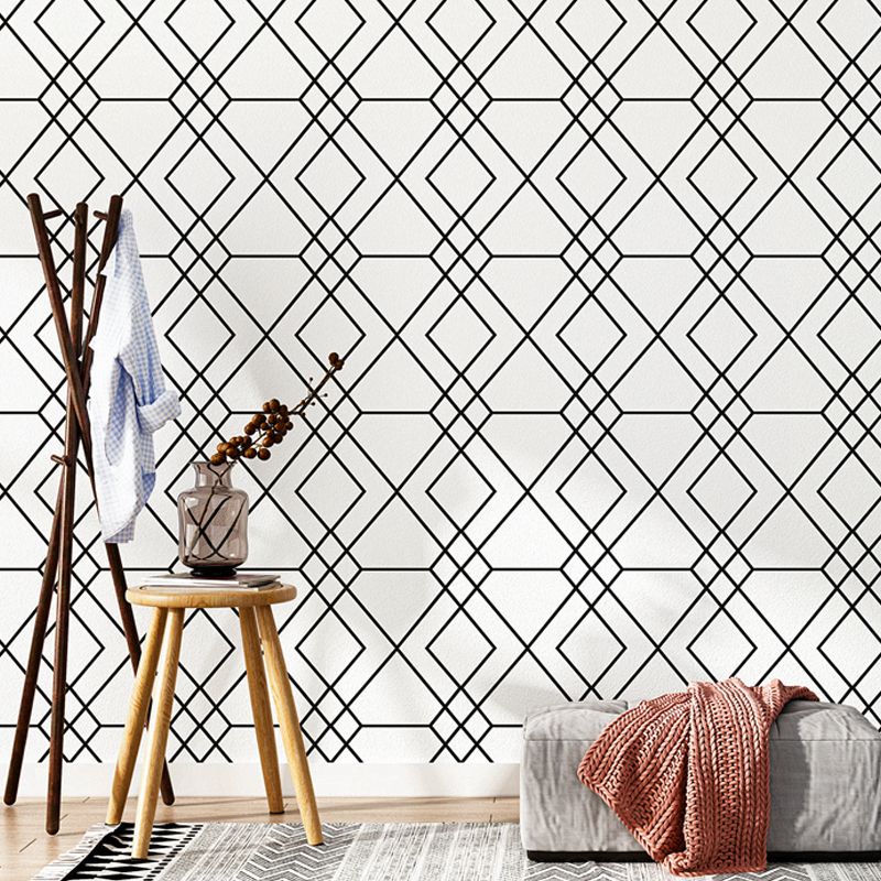 Geo-Gitter-Tapetenrolle, moderne Wanddekoration mit glatter Oberfläche in hellen Farben