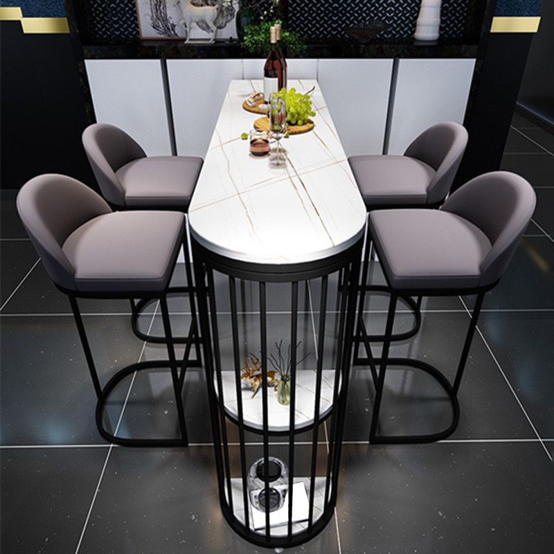 Modern White Sintered Stone Table Metal Base Table for Kitchen Living Room