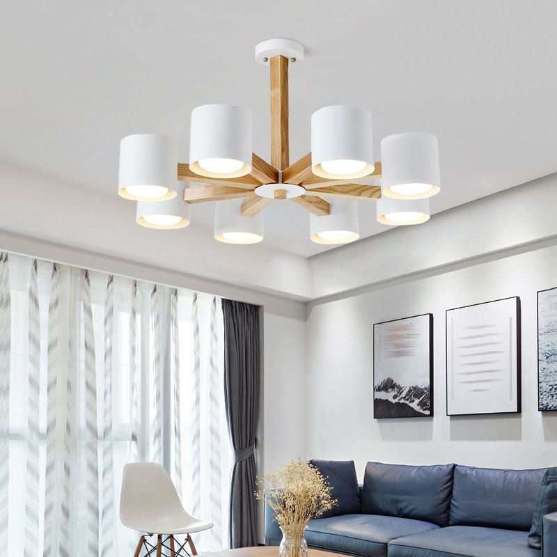 Multi -Licht zylindrisch -Ast Hanging Lights Moderne Makkaronstil Metal Hanging Lighting