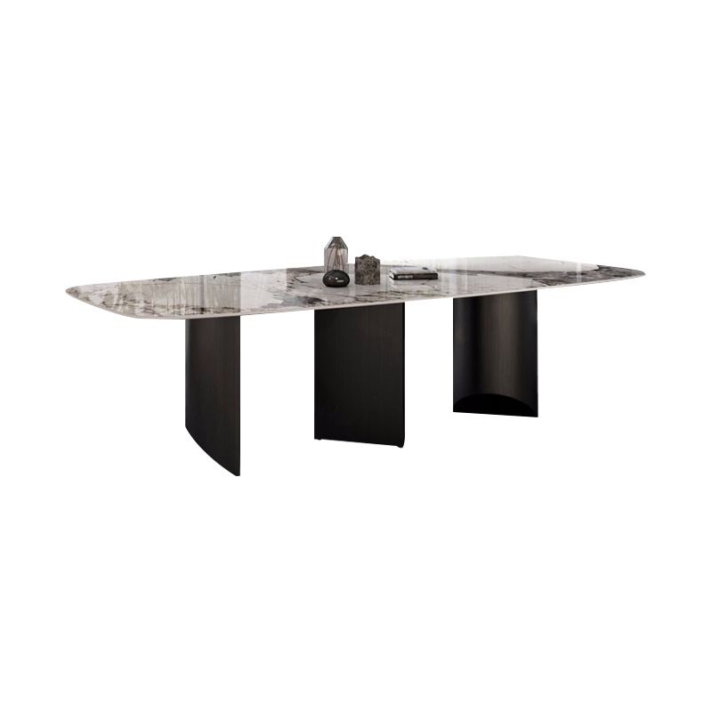 Modern Metal Base Dining Table Stone Rectangle Dining Table for Home