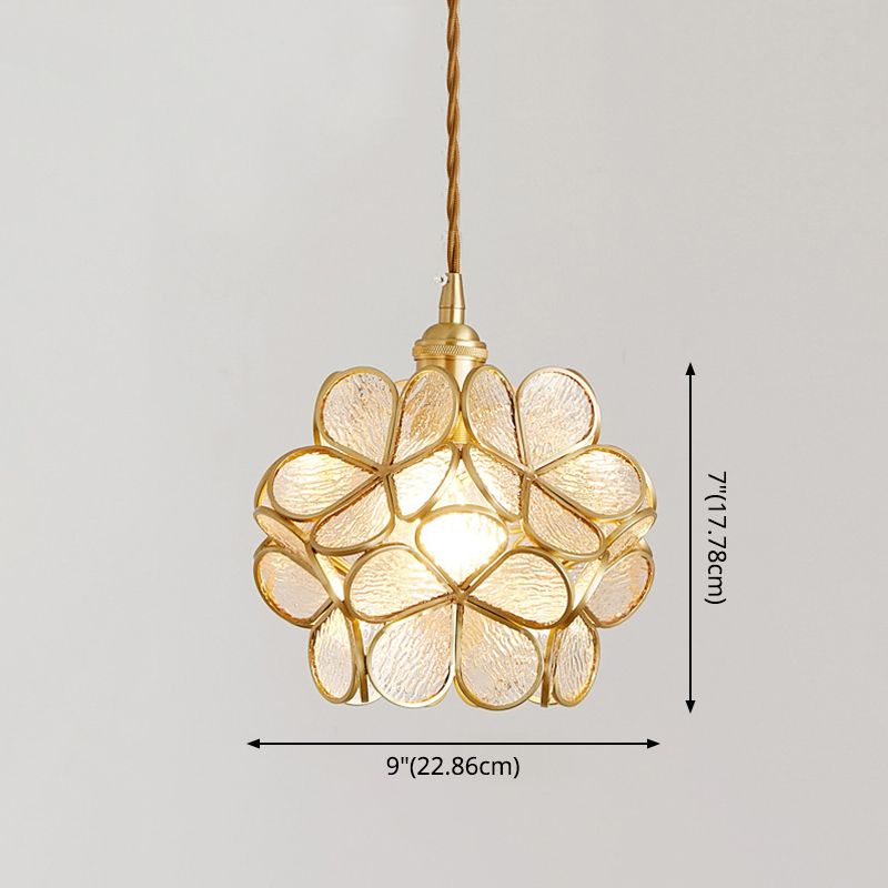 1 Light Flower Hanging Ceiling Light Nordic Style Metallic Down Lighting Pendant  for Restaurant