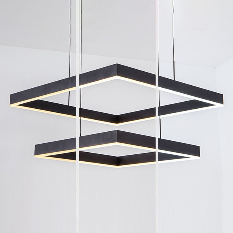 Contemporary Square Shape Chandelier Light Fixtures Restaurant Hanging Chandelier for Sitting Room