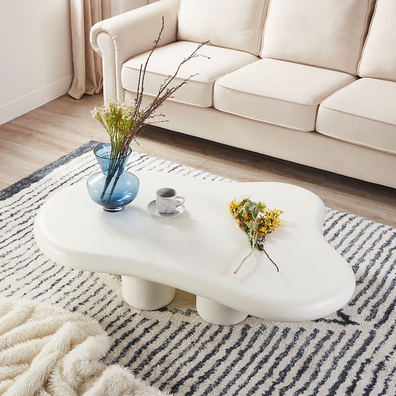 White/black Four Legs Coffee Table Plastic Cocktail Table for Living Room