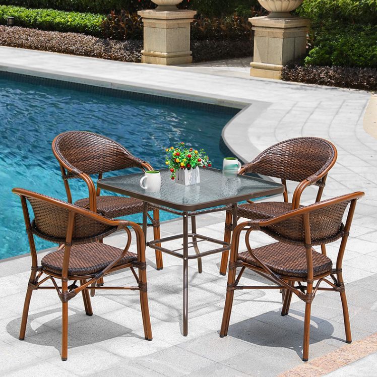 Tropical Patio Dining Side Chair Set of 2/4/6/8 Faux Rattan Dining Side Chair