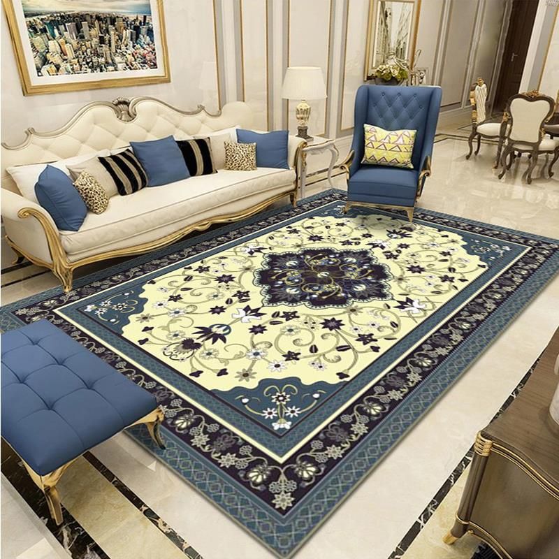 Funky Area Rug Medallion Print European Carpet Polyester Stain Resistant Area Rug for Living Room