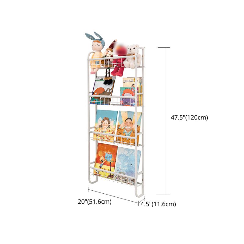 Modern Style Metal Bookshelf Wall Mounted Bookcase for Bedroom