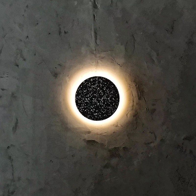 Nordic Style Marble Wall Light Geometry Round Led Wall Lamp with Stone Shade for Bedroom