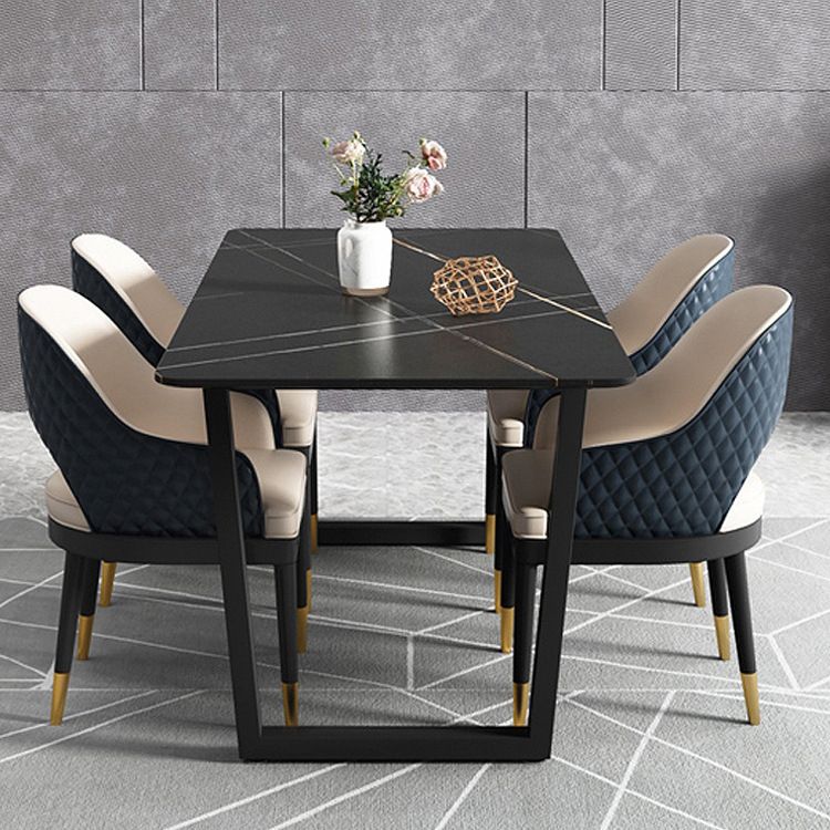 Modern 1/5 Pieces Dining Set Rectangle Stone Dining Table Set for Living Room