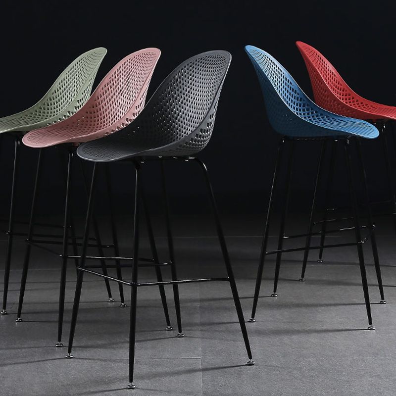 Bucket Plastic Counter Height Bar Stool Scandinavian Armless Stool with Metal Legs