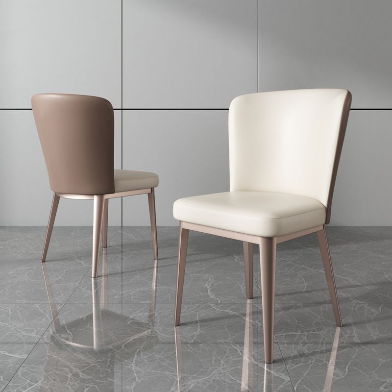 Modern Side Chair Metal Solid Back Dining Room Chair for Kitchen