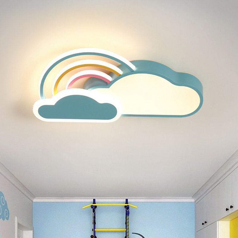 Cloud and Rainbow Kindergarten Flush Light Acrylic Cartoon LED Ceiling Mount Light Fixture