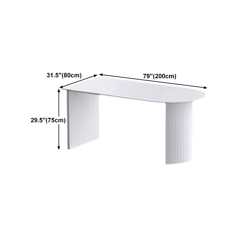 Sintered Stone and Ash Wood White Table Modern Dining Table with Double Pedestal