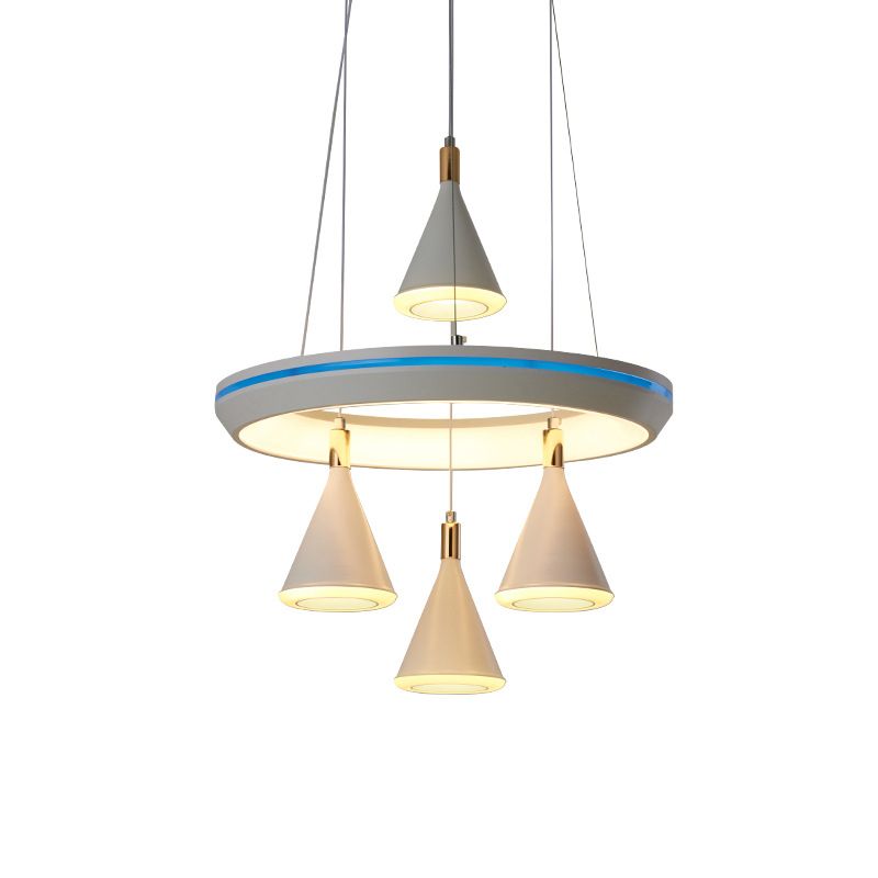 LAMPE DE SUSPENSION DE SUSPENSION 4-LETMISS MODERNISME DE PRENDANT LED CONICAL ACRYI
