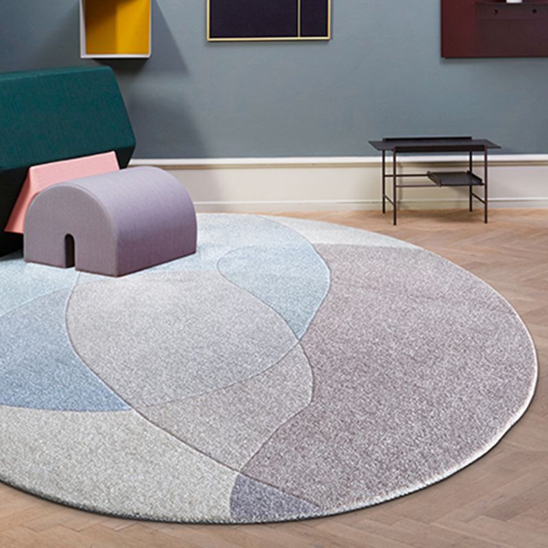 Tapis moderne à blocs de couleurs, en Polyester, rose, facile d'entretien, lavable, pour la décoration de la maison