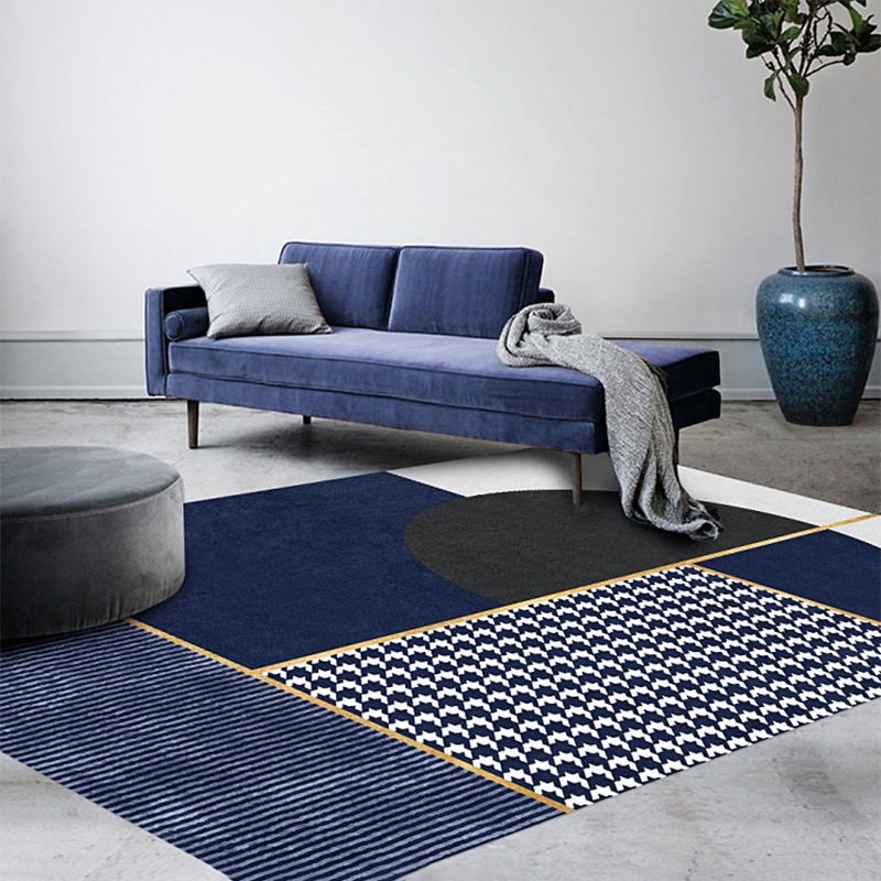 Multicolored Modern Rug Geometric Design Carpet Polyester Washable Indoor Rug for Living Room
