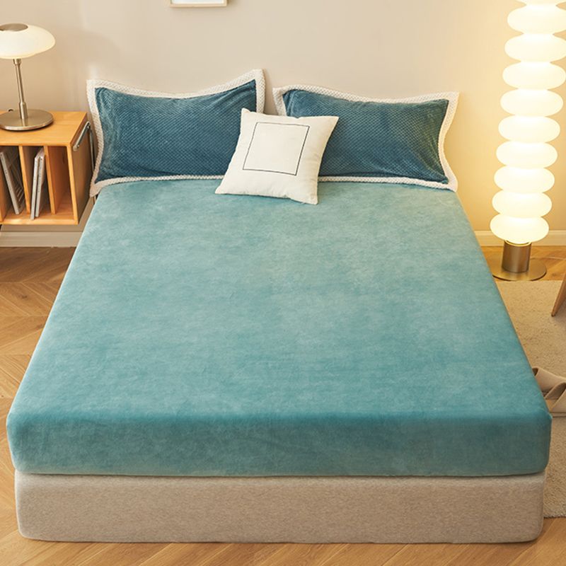 Modern Flannel Bed Sheet Set Solid Elegant Fitted Sheet for Bedroom