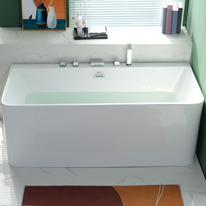 Back to Wall Rectangular Bath Antique Finish Soaking Modern Bathtub