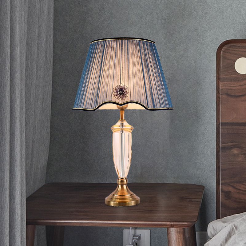 1 Glühbirnen Esszimmer Schreibtisch Licht Modernismus Weiß/Blau -Tischlampe mit konischem Stoff Schatten