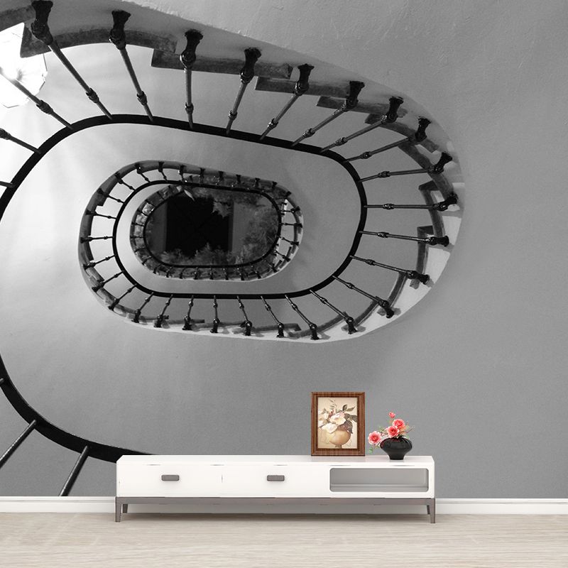 Spiral Staircase Mural Wallpaper Custom-Made Wall Covering for Sitting Room