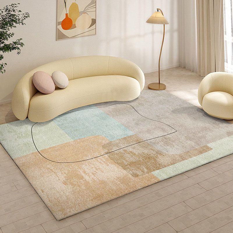 Tapis nordique noir en Polyester, bloc de couleur, lavable, pour la décoration de la maison