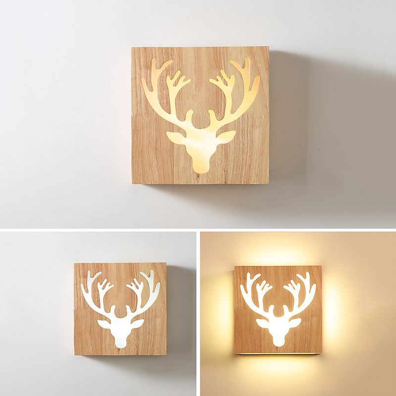 Retangular Schatten Wandbeleuchtung moderner einfacher Holzstil 1 Licht in Braun