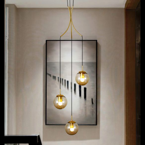 Minimaliste moderne Multiple Globe Shade Pendant Glass Light Verre Sanging Long pour le salon