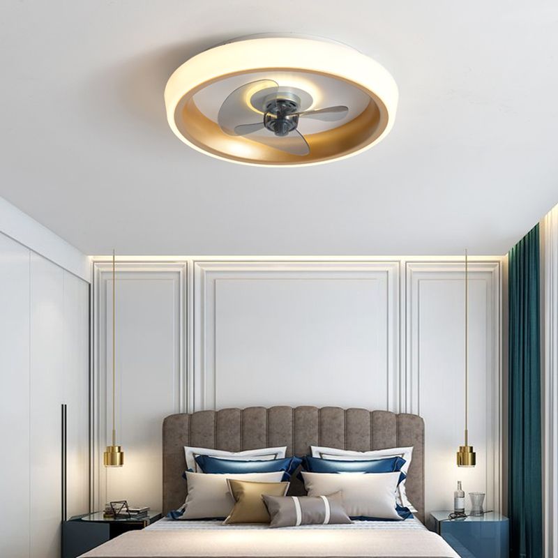 Modern Round Fan Light Metal Colorful 20" Wide LED Flush Mount Light for Bedroom