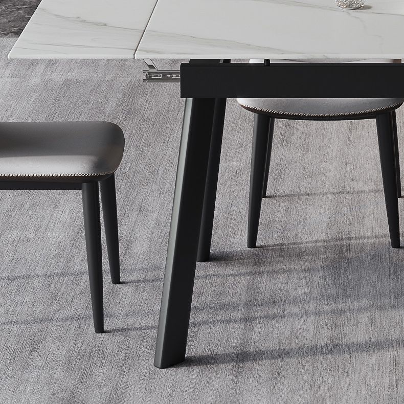 Modern Kitchen Foldable Dining Room Set with  Sintered Stone Top and Black Base Dining Furniture Set