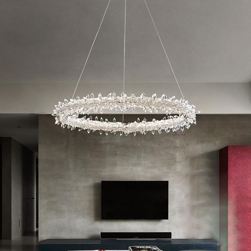 Lampada a lampada circolare in ottone Lampada modernista LED Crystal Crystal Assicatore Luce per soggiorno
