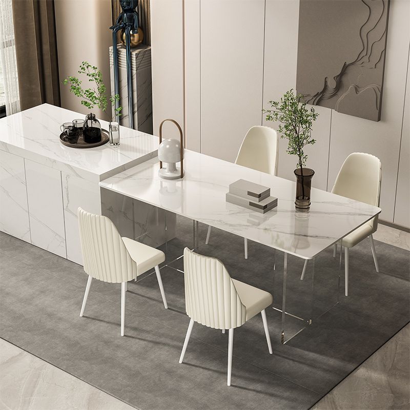 Sintered Stone Dining Table Modern Acrylic Base Table for Kitchen