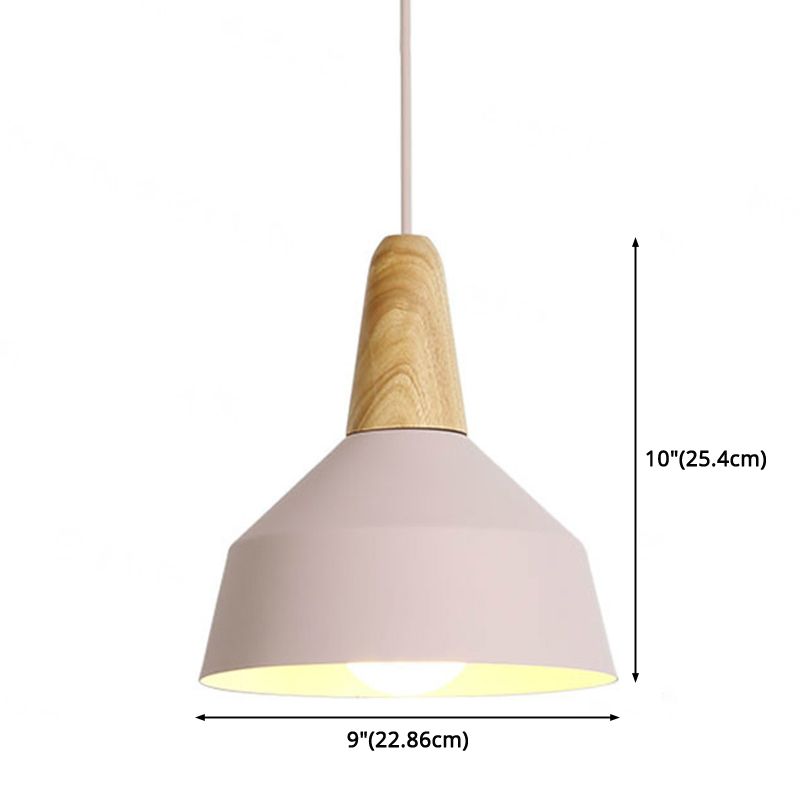 Metal 1 Light  Hanging Light Nordic Style Restaurant Ceiling Pendant Lamp with Wooden Top
