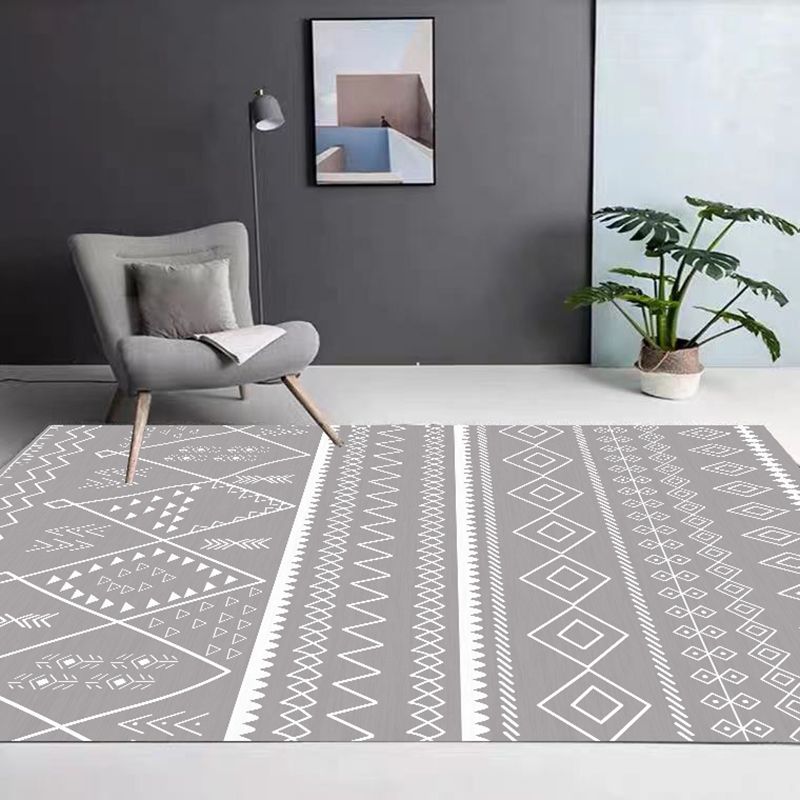 Traditional Area Rug Tribal Print Retro PVC Carpet Anti-Slip Indoor Rug for Living Room