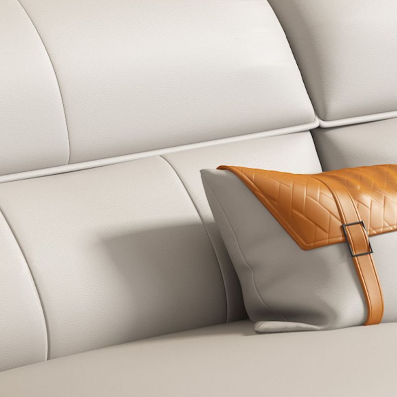 Modern Cream Genuine Leather Pillow Top Arm Sofa/Sectional for Living Room