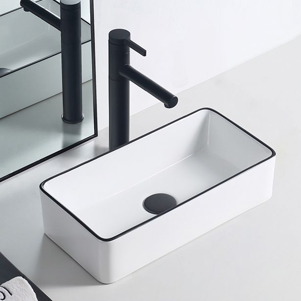 Modern Porcelain Trough Sink Rectangular Trough Bathroom Sink