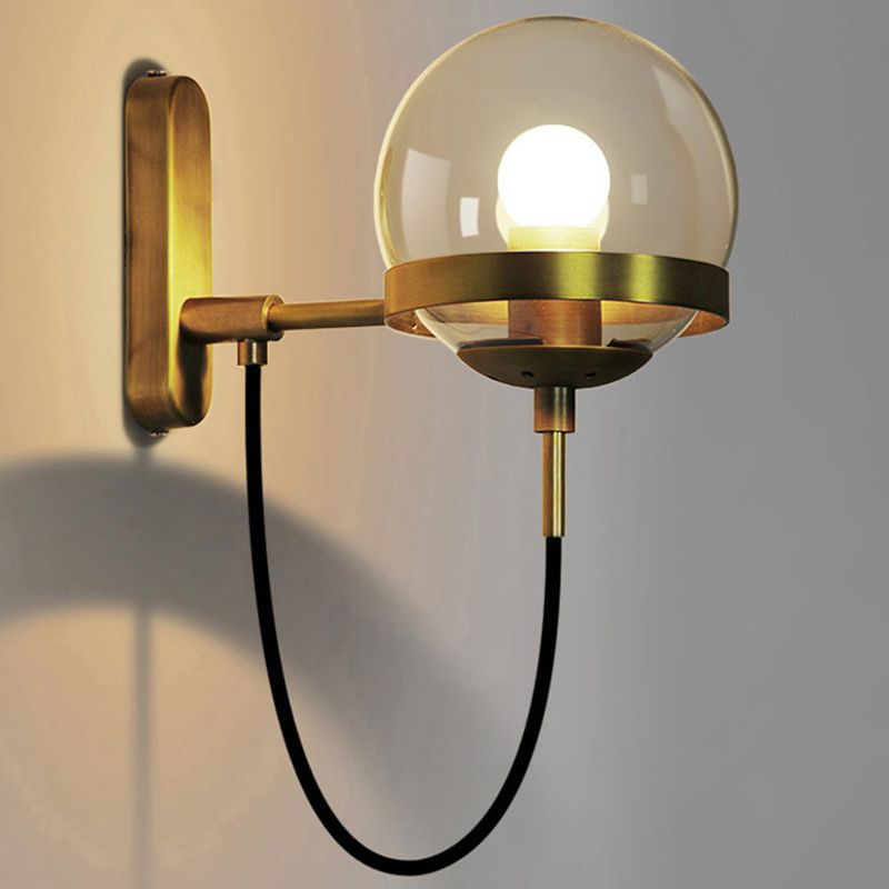Industrial Style Globe Wall Mount Lighting Clear Glass Wall Mounted Lighting for Restaurant