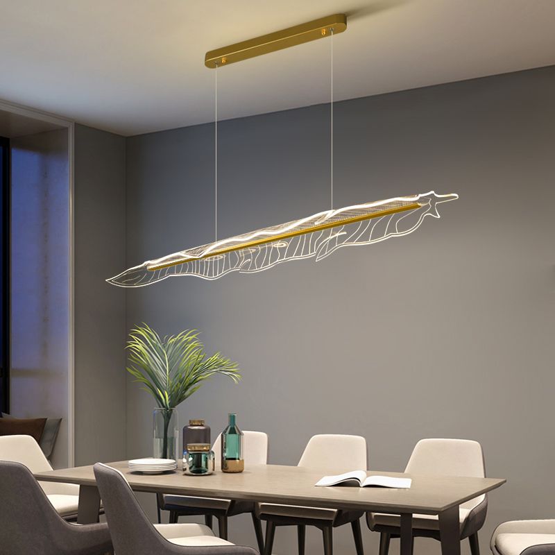 Stile contemporaneo in alluminio Luci appese a sospensione Gold Isola Linear Lucile per sala da pranzo