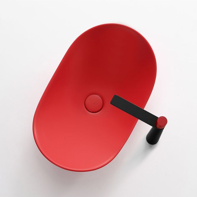 Modern Vessel Bathroom Sink Oval Porcelain with Pop-Up Drain Vessel Lavatory Sink