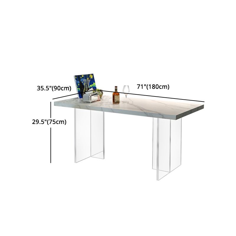 Modern Acrylic Dining Table Set 1/2/3/5 Pieces Rectangle Sintered Stone Top Dinette Set