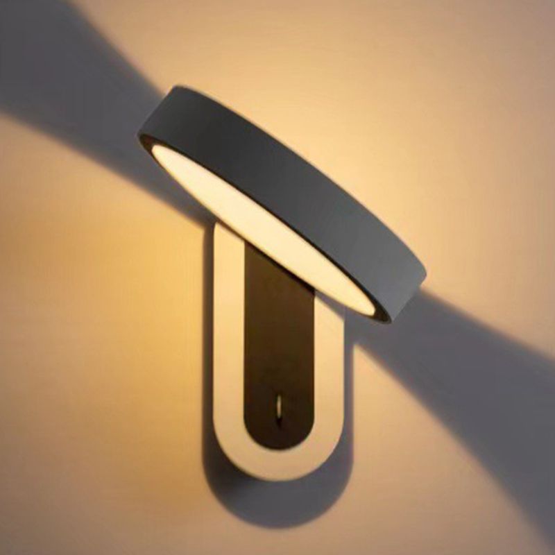 1 Light Geometric Wall Lighting Fixture Contemporary Metal in Grey