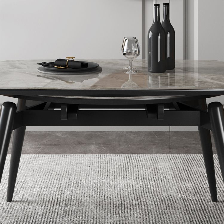 Gesinterde stenen bovenaan uitbreidbare ronde tafel in grijs voor restaurant moderne eettafel met 4 poten