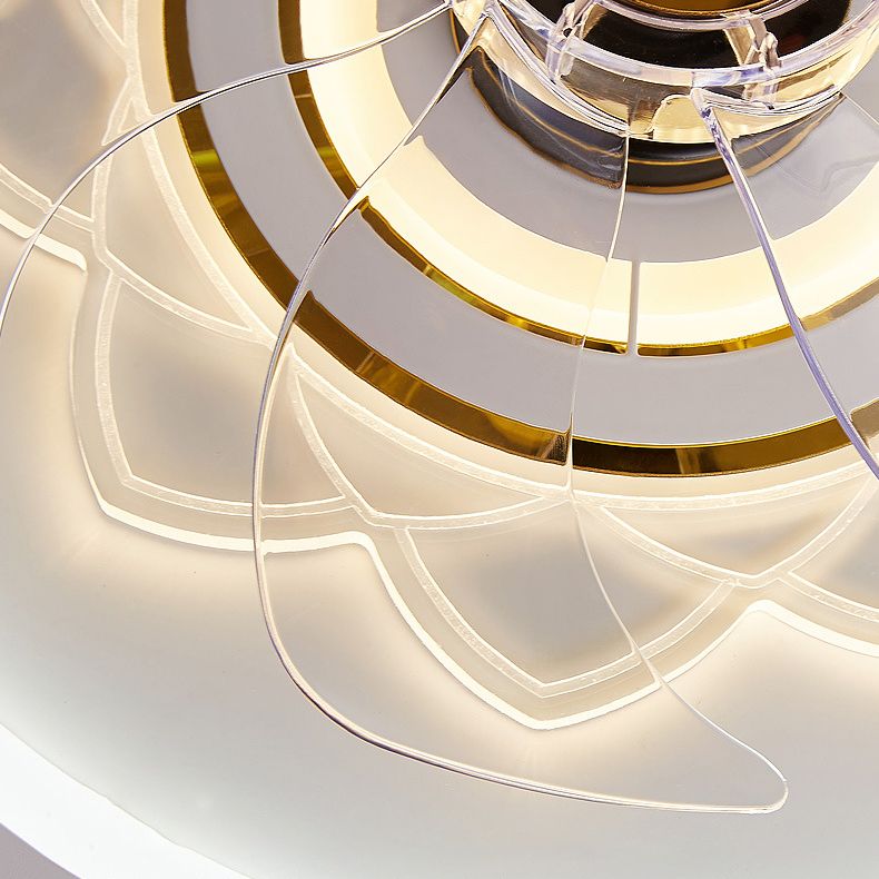Weiße und goldene runde Lüfterlampe Einfachheit LED ACRYLIC SEMI BUSH Deckenleuchte mit Fernbedienung