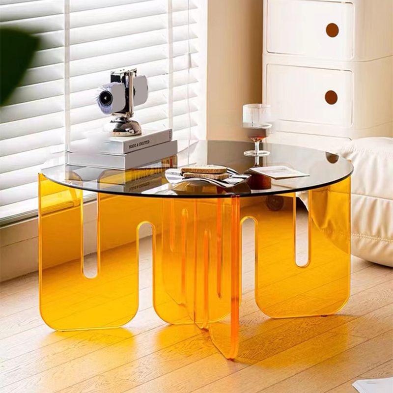 Abstract Coffee Table Modern Glass Top Coffee Cocktail Table