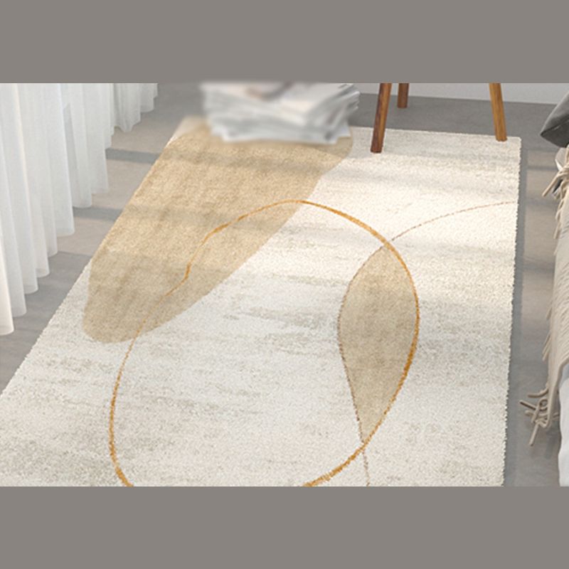 Beige Modern Rug Polyester Graphic Area Rug Non-Slip Backing Indoor Rug for Home Decor