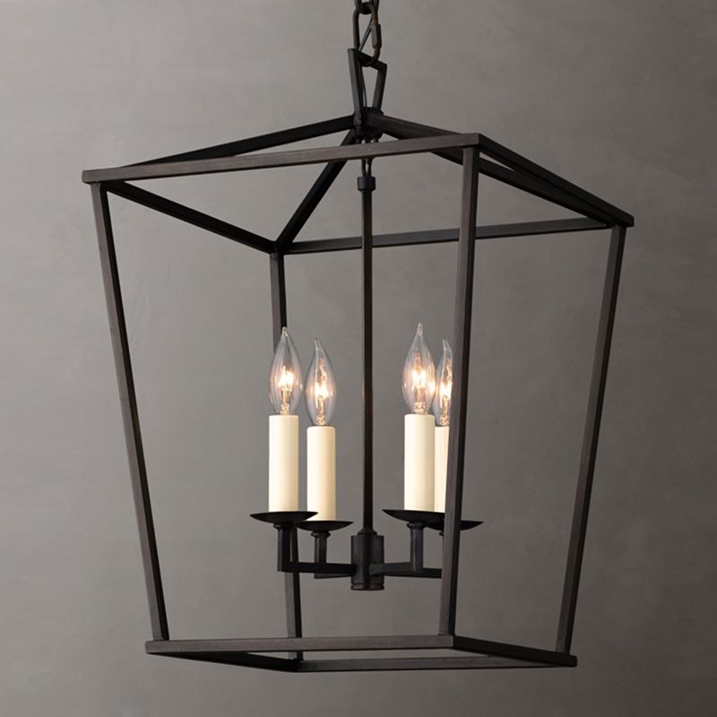 Industrial Cage Shade Chandelier Multi Light Hanging Light for Living Room