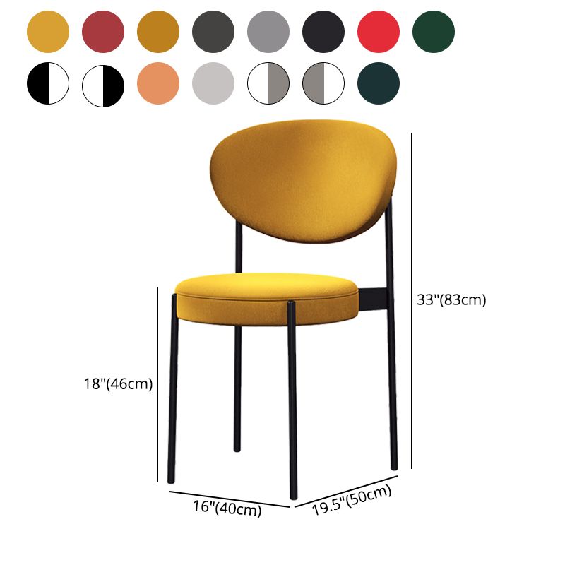 Silla lateral escandinava casera Silla tapizada del comedor con respaldo abierto de metal
