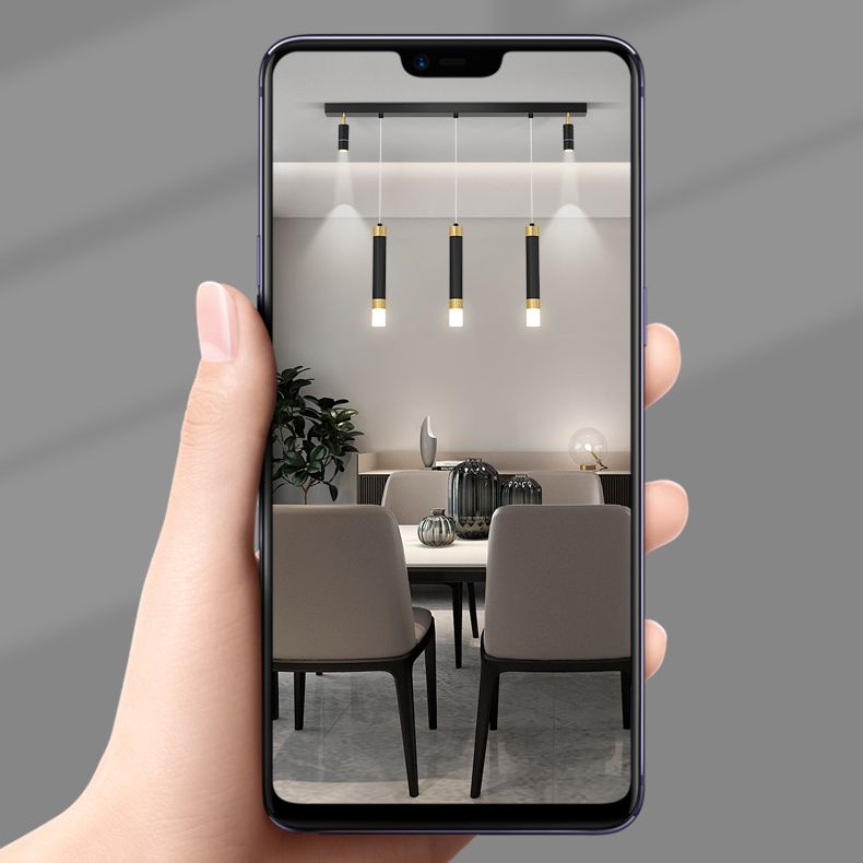 Éclairage d'éclairage de cylindre de style contemporain en métal îles luminaires en noir