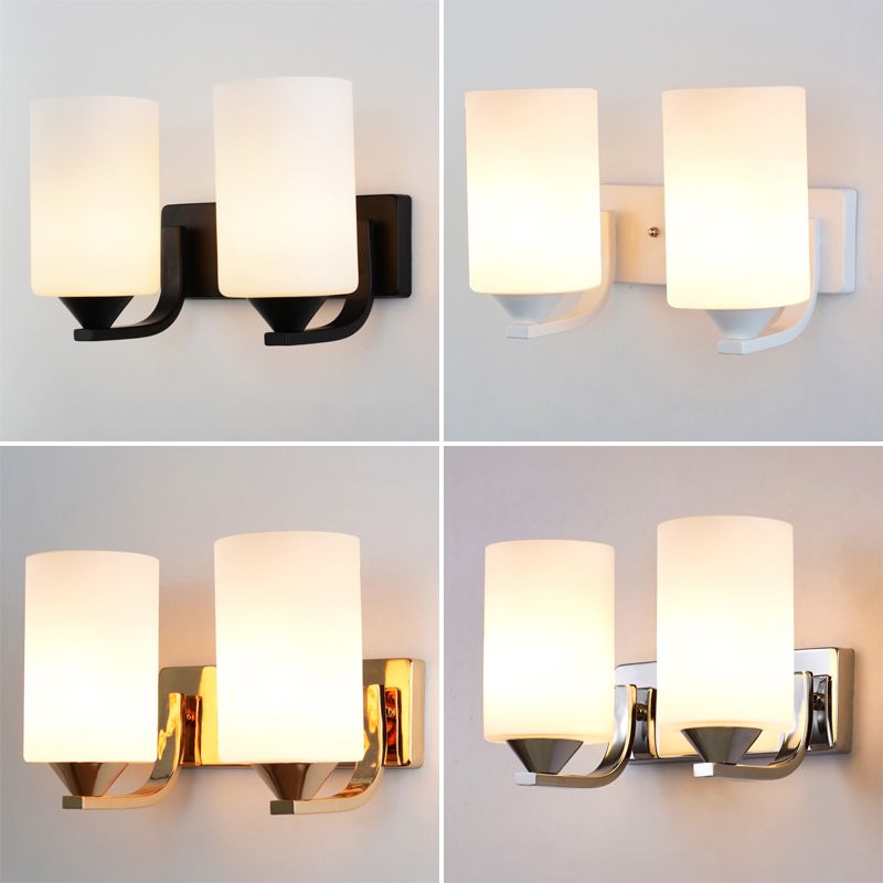 Luz de montaje en la pared de la pared de la pared de lámpara de pared simple con sombra de vidrio de cilindro