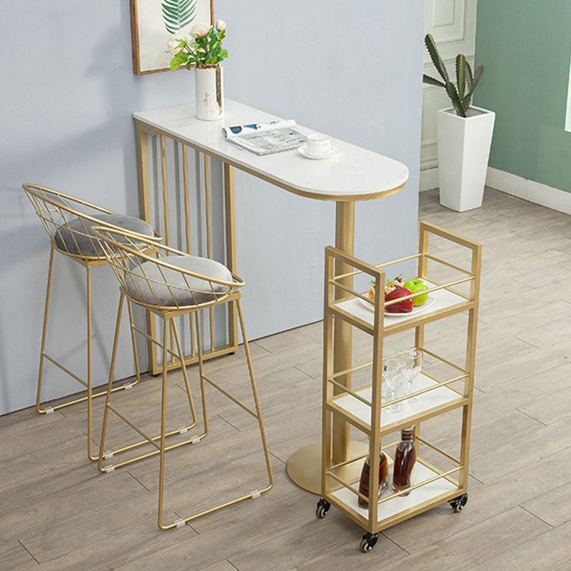 Modern Pub Table with Metal Frame Specialty White Top Bar Table